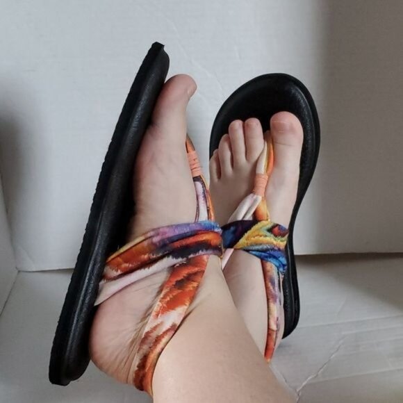 Sanuk Sandals Shoes Yoga Mat Sling 2 Fabric Tie Dye Women's WOMAN'S Size 6 - Picture 3 of 16